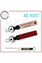 Souvenir Gift for a Friend, Set of 2 Leather Keychains with Plate and Name Written, Puppy-Red-Gr