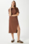 Women's Alissa Slit Brown Combed Cotton Dress 15171 - 6