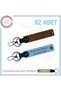 Group, Brown-Sky Blue-Sk, 2-Piece Special Leather Keychain with Name and Plate Written for Biker Friends