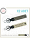 Customized X2 Sets with Plate and Name, Ash Grey-S Coffee-Sk, Giftable Leather Keychain Set