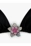 Triangle Bikini Top with Stone Flower Accessory Detail - 3