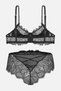 Lace Bra Panty Set - Gold Chain Detail - Semi Sponge Supported - 2733 - Black - 2