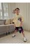 Spidey Printed Summer Bottom Top Set Shorts Set Cream Navy Blue - 3