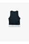 V-Neck Buttoned Blazer Vest with Two Different Fabric Details - 4