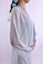 Effortt Blue/Ecru Maternity Nightgown Set with Dressing Gown - 4