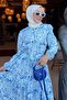 Patterned Hijab Dress Blue 501 - 2