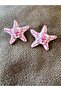 Pink Ceramic Starfish Brand Model Steel Earrings - 4