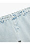 Oversized Cotton Bermuda Cargo Jean Shorts with Pocket Detail - 7