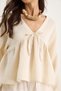 Women's Stone V-Neck Tie-Detail Muslin Blouse 1003 60283051 - 7