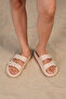 Women's Beige Double Banded Buckle Eva Slippers 2.5cm Byndcb01 - 3