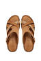 Women's Genuine Leather Tan Flat Slippers - 6
