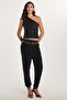 Women's Slim Fit Slim Fit Elastic Leg Black Trousers - 3