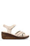 Women's Genuine Leather Beige Heeled Sandals