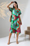 Likapa Summer Plus Size Viscose V-Neck Short Sleeve Dress 2688 - 2