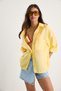 Women's Tereyağ Single Pocket Detailed V-Neck Cotton Organza Oversize Shirt 34296-2 60283291 - 6