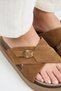 Trebol Women's Leather Genuine Leather Cross Single Buckle Tan Slippers - 4