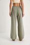 Women's Mint Elastic Waist, Detailed Cuffs, Palazzo Style Cotton Gabardine Summer Trousers 60283323 - 7