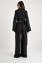 Women's Black V-Neck Tie Detailed Blouse with Pocket Detail and Elastic Waist Loose Trousers Set 60283324 - 7