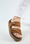 Jacinto Women's Leather Genuine Leather Double Buckle Tan Slippers - 4
