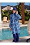 Quick Dry Parachute Fabric Patterned Hijab Swimsuit - 2540