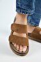 Roble Women's Leather Genuine Leather Velcro Tan Slippers