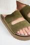 Roble Women's Leather Genuine Leather Velcro Khaki Slippers - 3