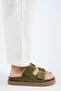 Roble Women's Leather Genuine Leather Velcro Khaki Slippers