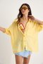 Women's Tereyağ Single Pocket Detailed V-Neck Cotton Organza Oversize Shirt 34296-2 60283291 - 3