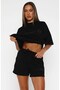 Design Gray Printed Women's Comfortable Fit Double Pocket Shorts Black - 2