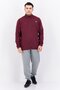 Men Mock Neck Embroidered Logo Long Sleeves Sweatshirt, Burgundy - 4