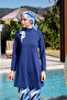 Full Covered Patterned Hijab Swimsuit with Loose Pants-2534