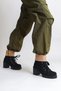 Emma Lace-Up Zippered Orthopedic Heeled Fur Detailed Women's Boots - Suede Black - 2