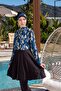 Quick Dry Patterned Tights Lycra Hijab Swimsuit 2512 - 5