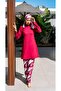 Fully Covered Patterned Hijab Swimsuit with Loose Trousers - 2535 - 3