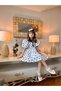 Special Design, Polka Dot, Balloon Sleeve, Button Detailed, Hair Accessory Girls' Dress_m2451 - 4