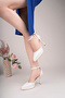 White Platform Ankle Strap Pointed Toe Women's Heeled Shoes Bridal Shoes - 3