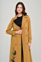 Printed and Stone Detailed Garnished Unlined Trench Coat Taba 6694 - 4