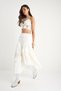 Women's White Ruffled Lined Asymmetrical Layered Seersucker Skirt 242-3001 60283329 - 3