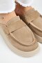 Tale Women's Genuine Leather Belted Sabo Mink Slippers - 4