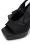 Women's Vegan Black Satin Heeled Shoes - 3
