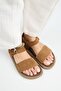 Bronx Women's Genuine Leather Scarf Velcro Tan Sandals - 2