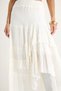 Women's White Ruffled Lined Asymmetrical Layered Seersucker Skirt 242-3001 60283329 - 7