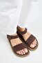 Bronx Women's Genuine Leather Scarf Velcro Light Brown Sandals - 3