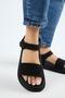 Bronx Women's Genuine Leather Scarf Velcro Black Sandals - 6
