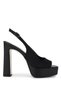 Women's Vegan Black Satin Heeled Shoes