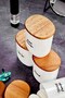 4-Piece Acrylic Dental Floss & Ear Cotton & Cotton & Makeup Cotton Bath Set with Wooden Cover 400 ml - 3