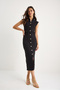 Women's Black Lycra Draped Midi Length Gold Button Detailed Wrap Dress 6008 60283332 - 2