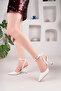 White Patent Leather Pointed Buckle Heeled Shoes