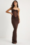 Women's Bitter Brown Strapless Tulle Detailed Wrap Sandy Fish Dress 2502 60283330