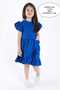 Sax Blue Girls' Summer Ruffled Dress - Stylish Girls' Outfit with Lycra Belt - 2-8 Years